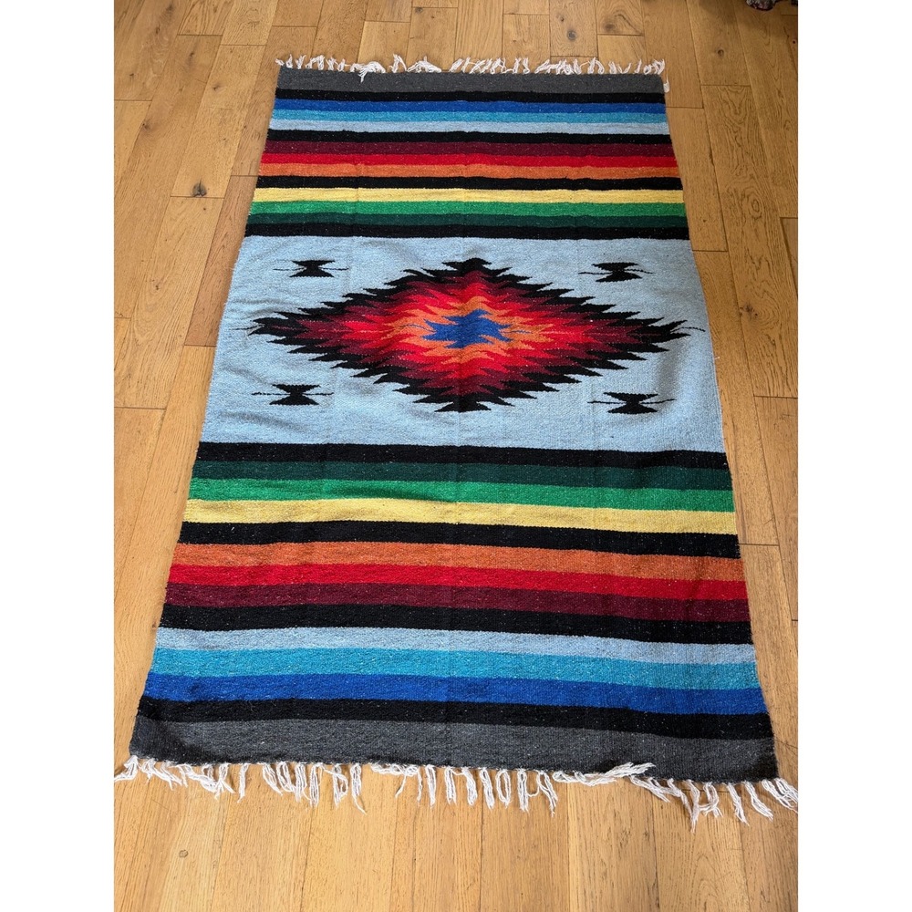 Franks Textiles Mexican Serape Blanket Size: XXL‎ Multicolor Southwestern Boho